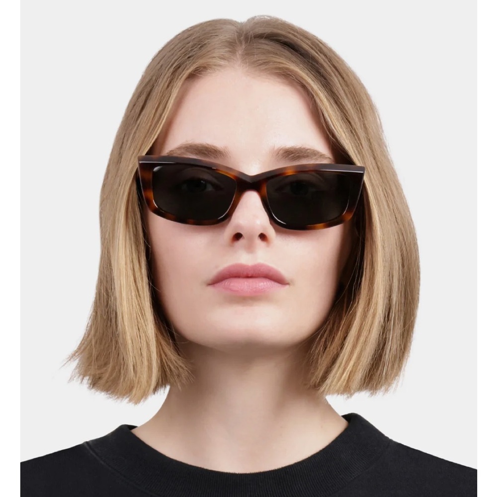 Saint Laurent 658 CAT EYE ACETATE SUNGLASSES‎ MEDIUN HAVANA/BLACK - Picture 2 of 14